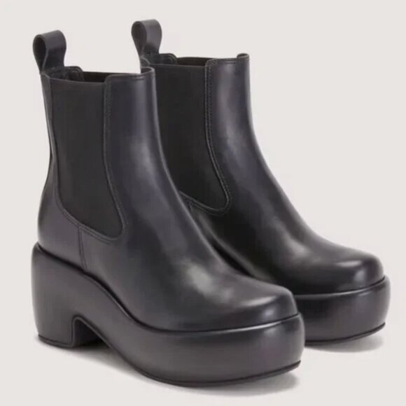 NEW Everlane The Puffa Boot Womens 7 Black Leather Clog Platform Bootie - Picture 2 of 13